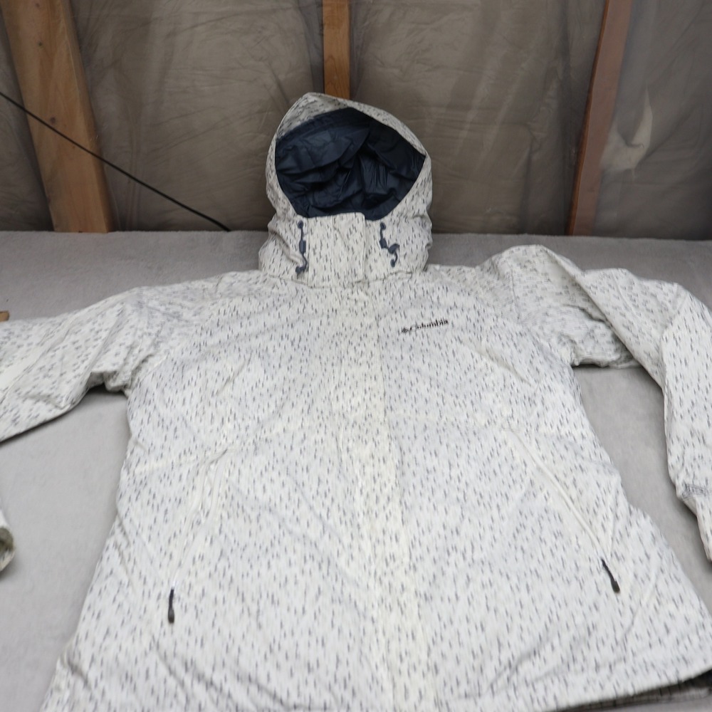 Columbia Jacket Women Large White Insulated Hooded Removable Liner Ski Snow 3in1
